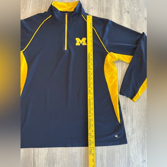 Michigan Wolverines Shirt Men’s Sz Large Navy 1/4 Zip Long Sleeve Colosseum Read - Picture 8 of 12